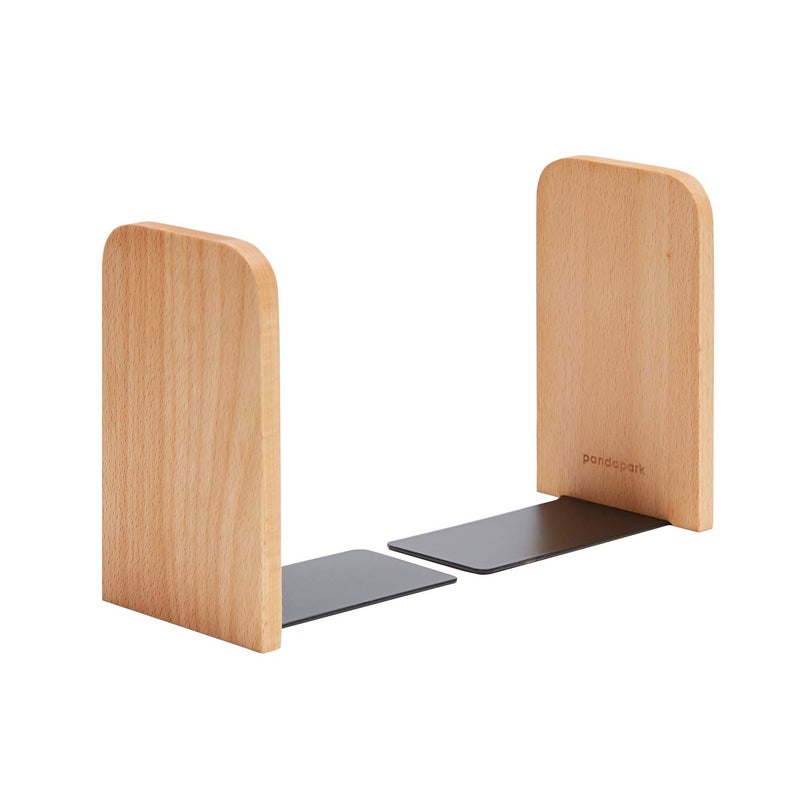 Pandapark Wood Bookends Non-Skid Bookend for Shelves Heavy Duty Bookends Book Stand for Books/CDs 1 Pair - Image 1